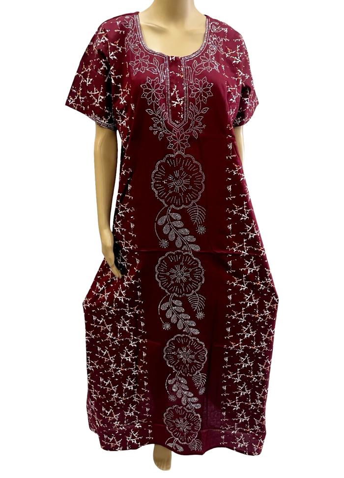 Stone Work Embroidery Nighty