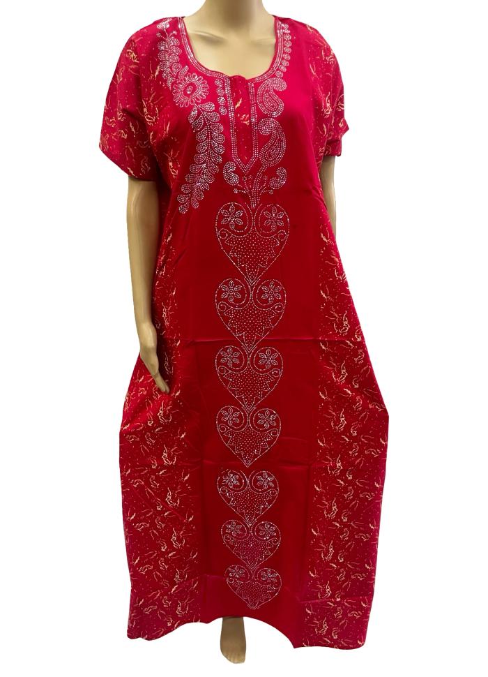 Stone Work Embroidery Nighty